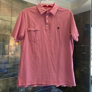 Men’s medium red / white striped shirt sleeve polo - Southern Proper Brand